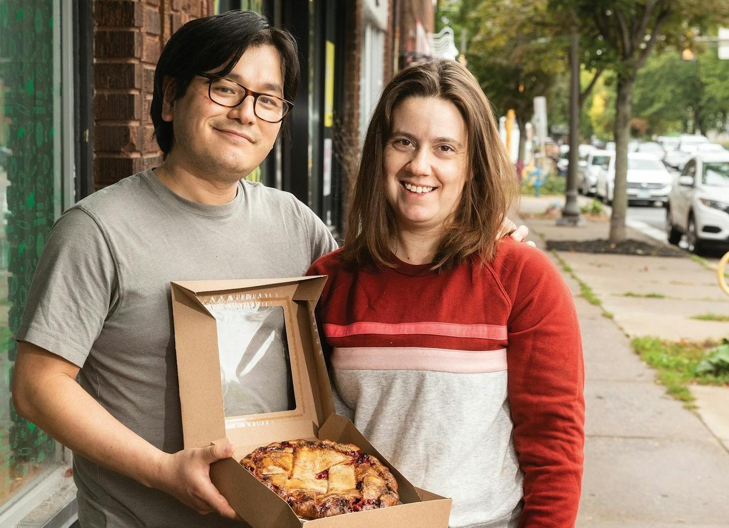 Vikings & Goddesses Pie Co. owners Yoji Moro and Rachel Anderson.