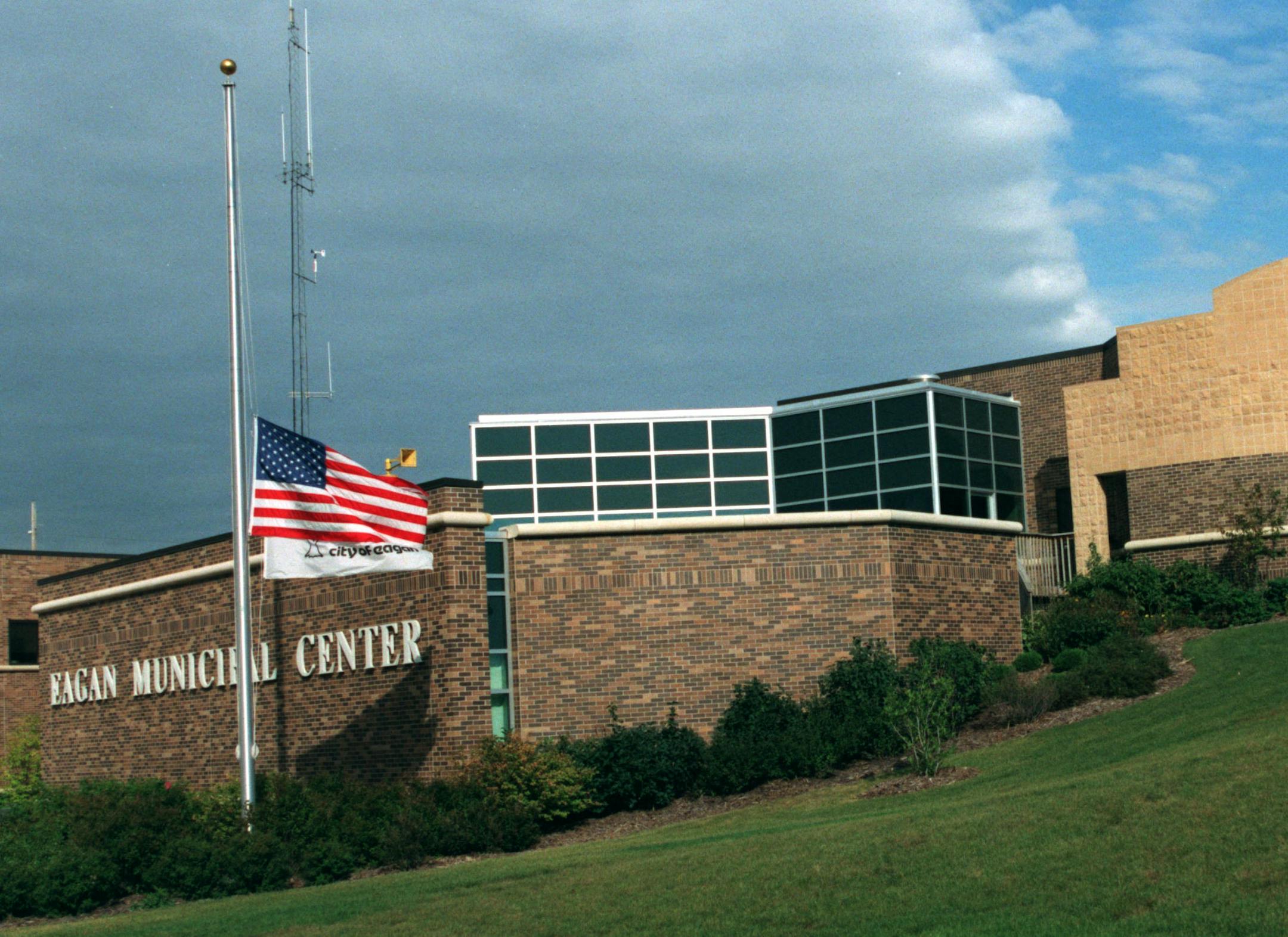 Eagan homes, high school and city hall for profile on the city. -- Eagan Municipal Center, which houses the police station and city hall.