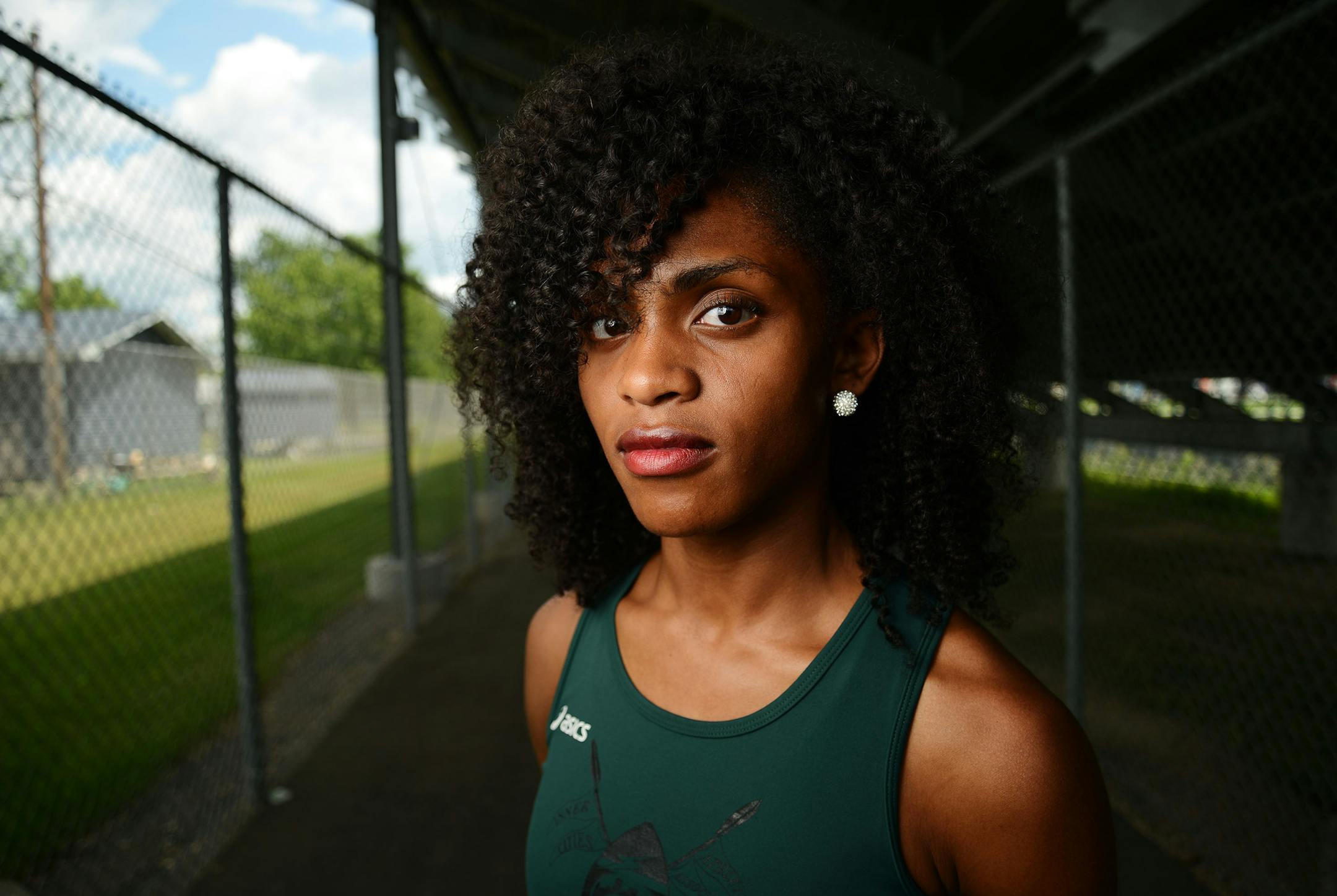 Brieasha Hunter posed during the AAU Regional Track & Field Championship in Brooklyn Park, Minn., on Sunday June 28, 2015. ] RACHEL WOOLF ∑ rachel.woolf@startribune.com