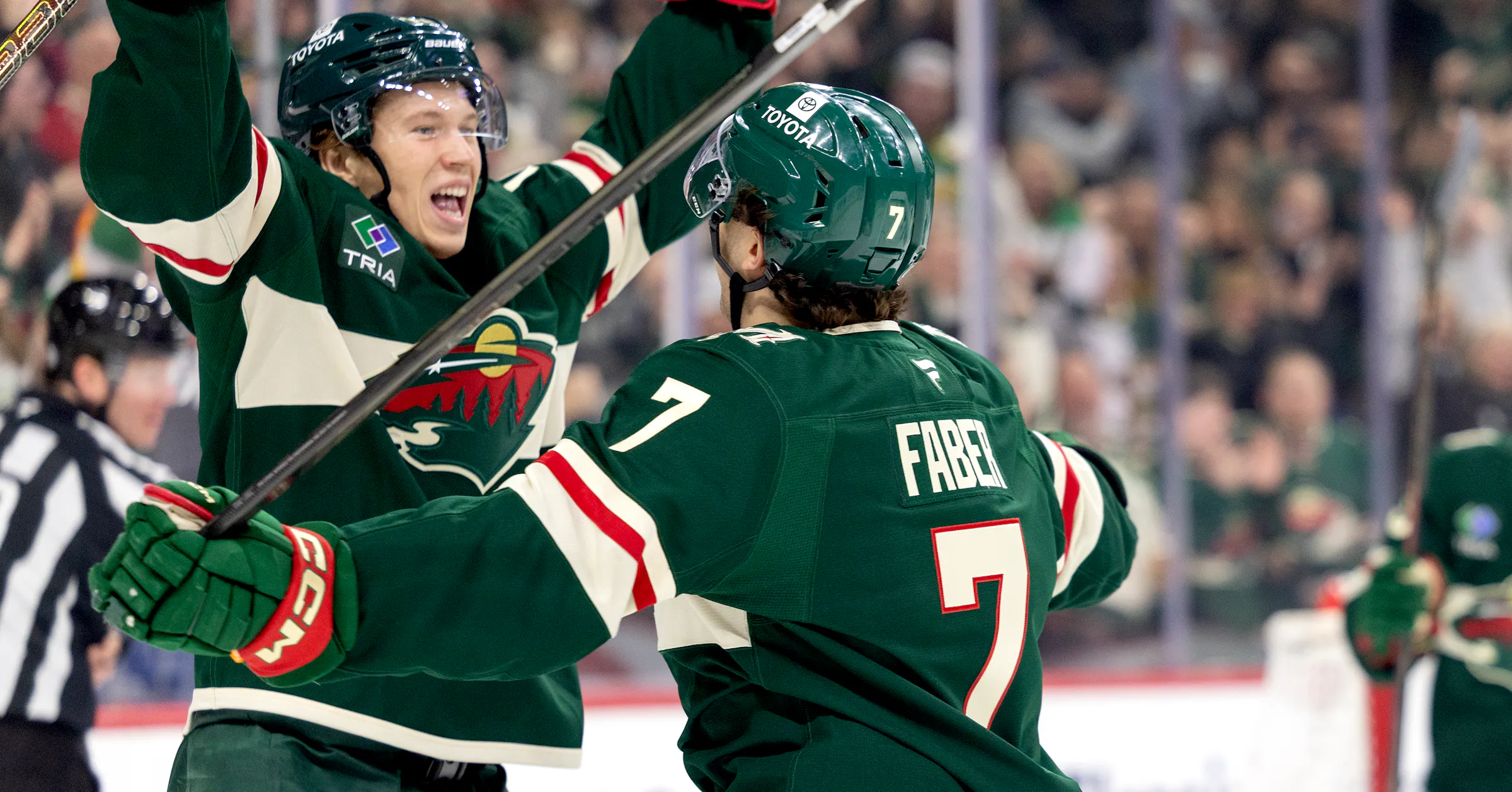Die Wild-Spieler Brock Faber, Matt Boldy und Quinn Hughes gehören zum ...