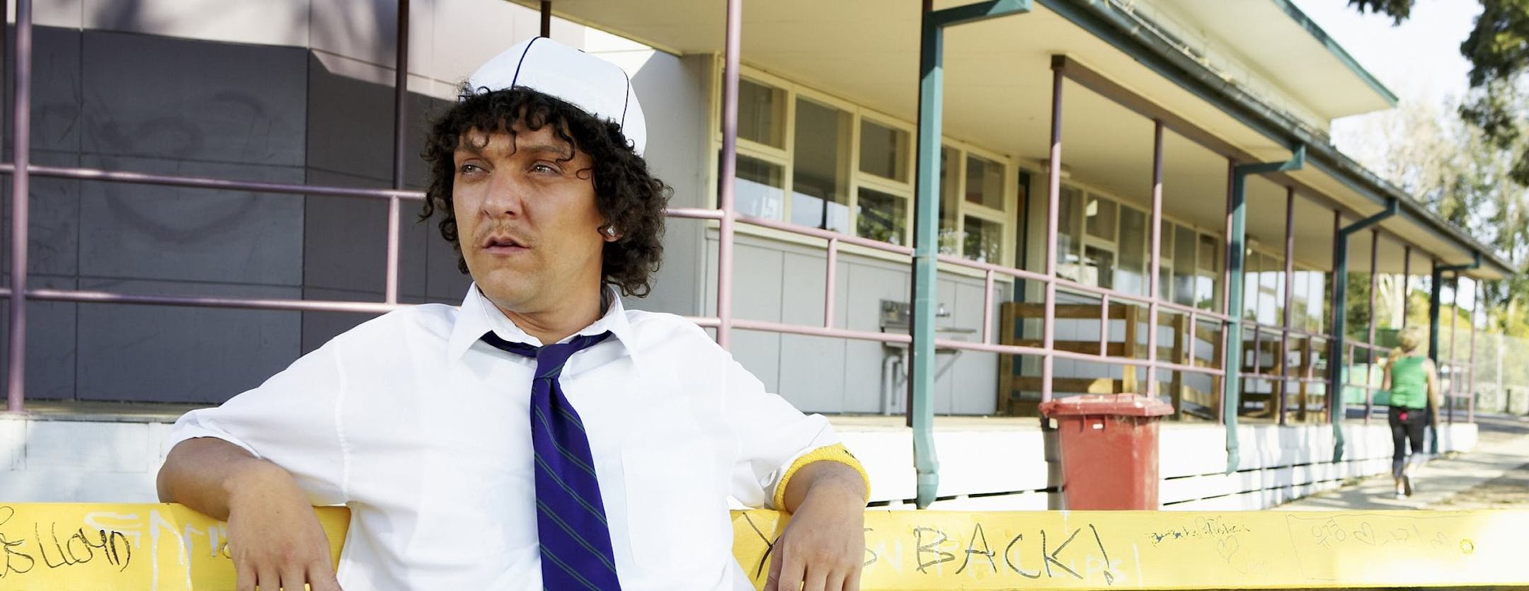 In this image released by HBO, Chris Lilley is shown as Jonah, a delinquent, break-dancing obsessed student in the HBO series "Summer Heights High," premiering Sunday, Nov. 9, at 10:30 p.m. EDT. (AP Photo/HBO, John Tsiavis) **NO SALES **