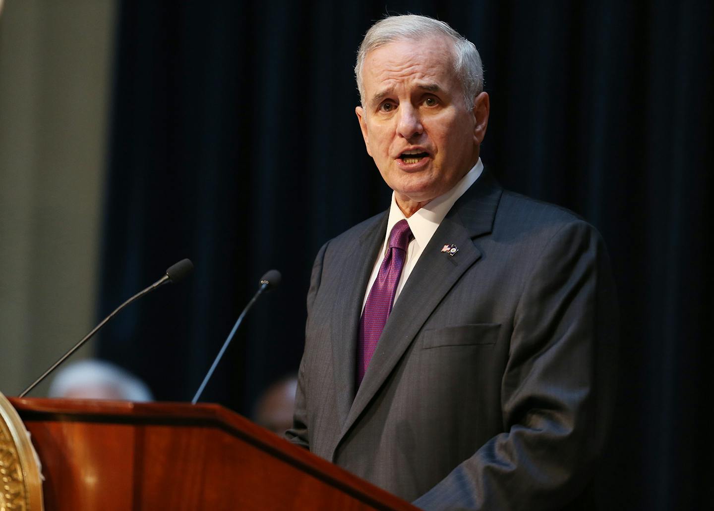 Gov. Mark Dayton gave his inaugural address at Landmark Center in St. Paul on Monday.