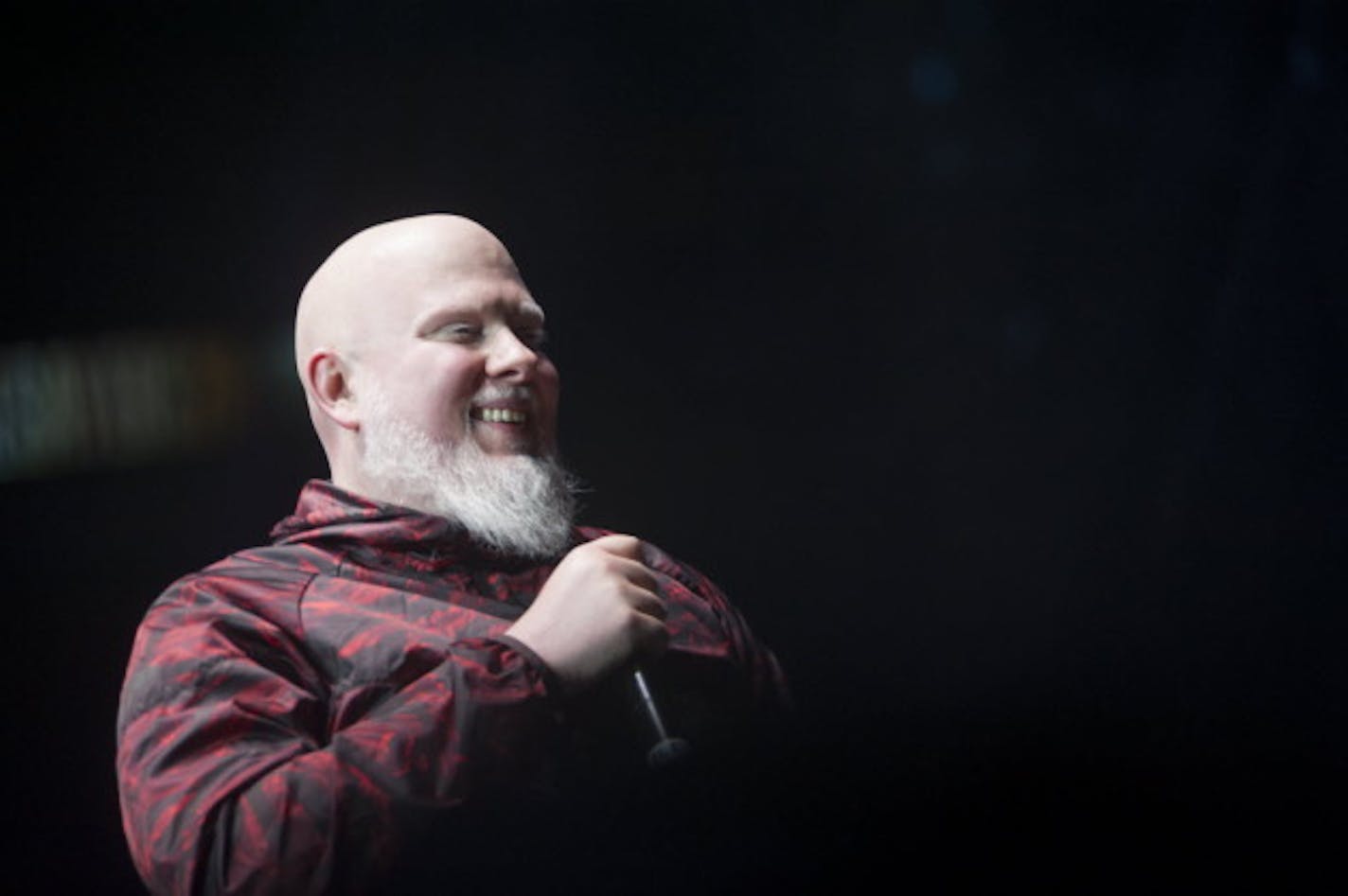 Brother Ali stepped back onto the stage in December 2015 for the Rhymesayers 20 concert at Target Center. / Leslie Plesser for Star Tribune