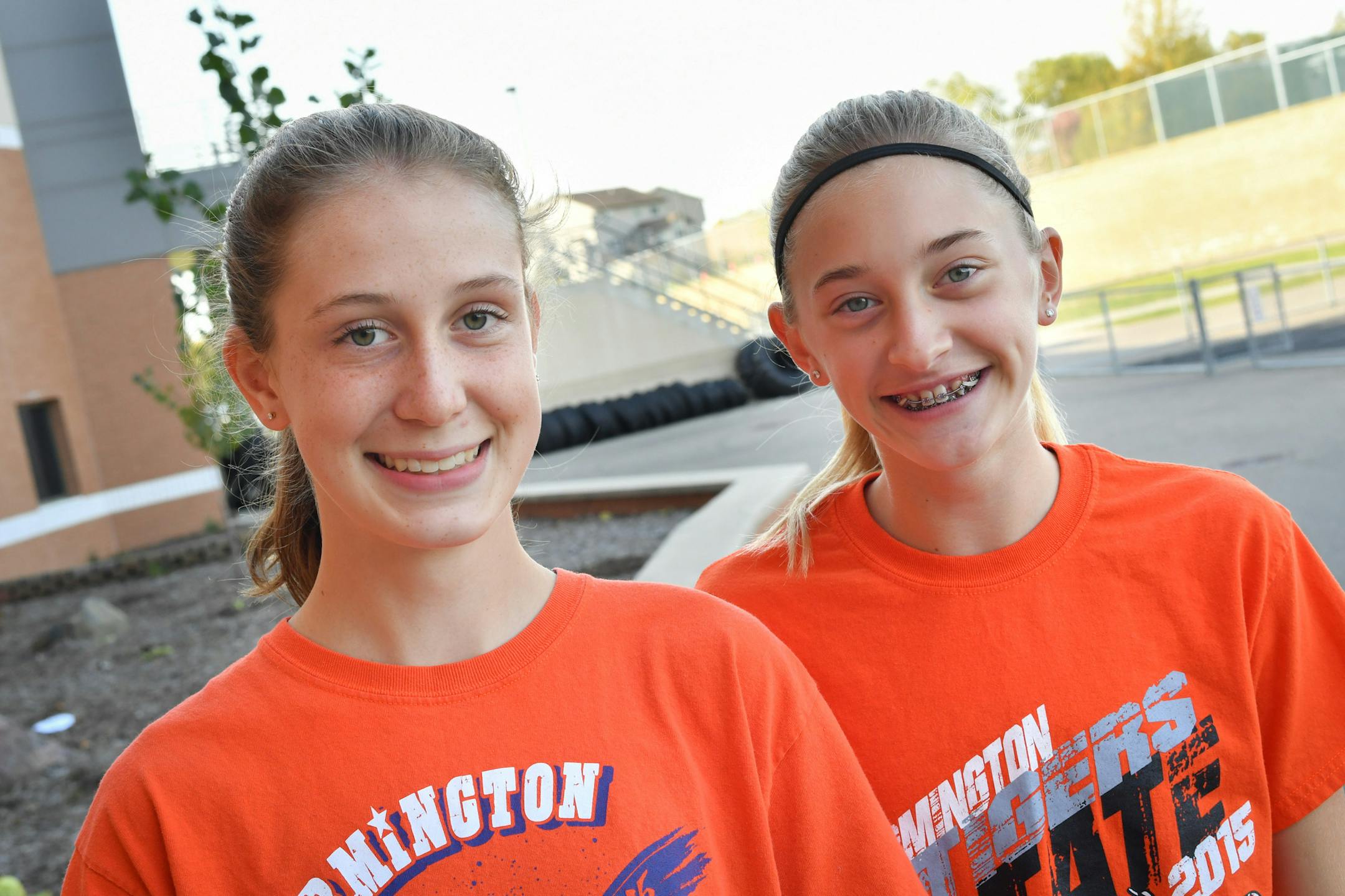 Farmington runners Lauren Peterson, 10th grader, left, and Anna Fenske, 8th grader, right. ] GLEN STUBBE * gstubbe@startribune.com Tuesday, October 11, 2016 Team practice at Farmington High School. Practice begins at 3:00 p.m. out by the track at the school. To shoot: top runners Anna Fenske, 8th grader, and Lauren Peterson, 10th grader. EDS, Anna is wearing a black headband.