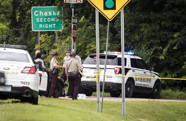 The scene of an officer involved shooting in Chanhassen, Minn., on July 13, 2018.