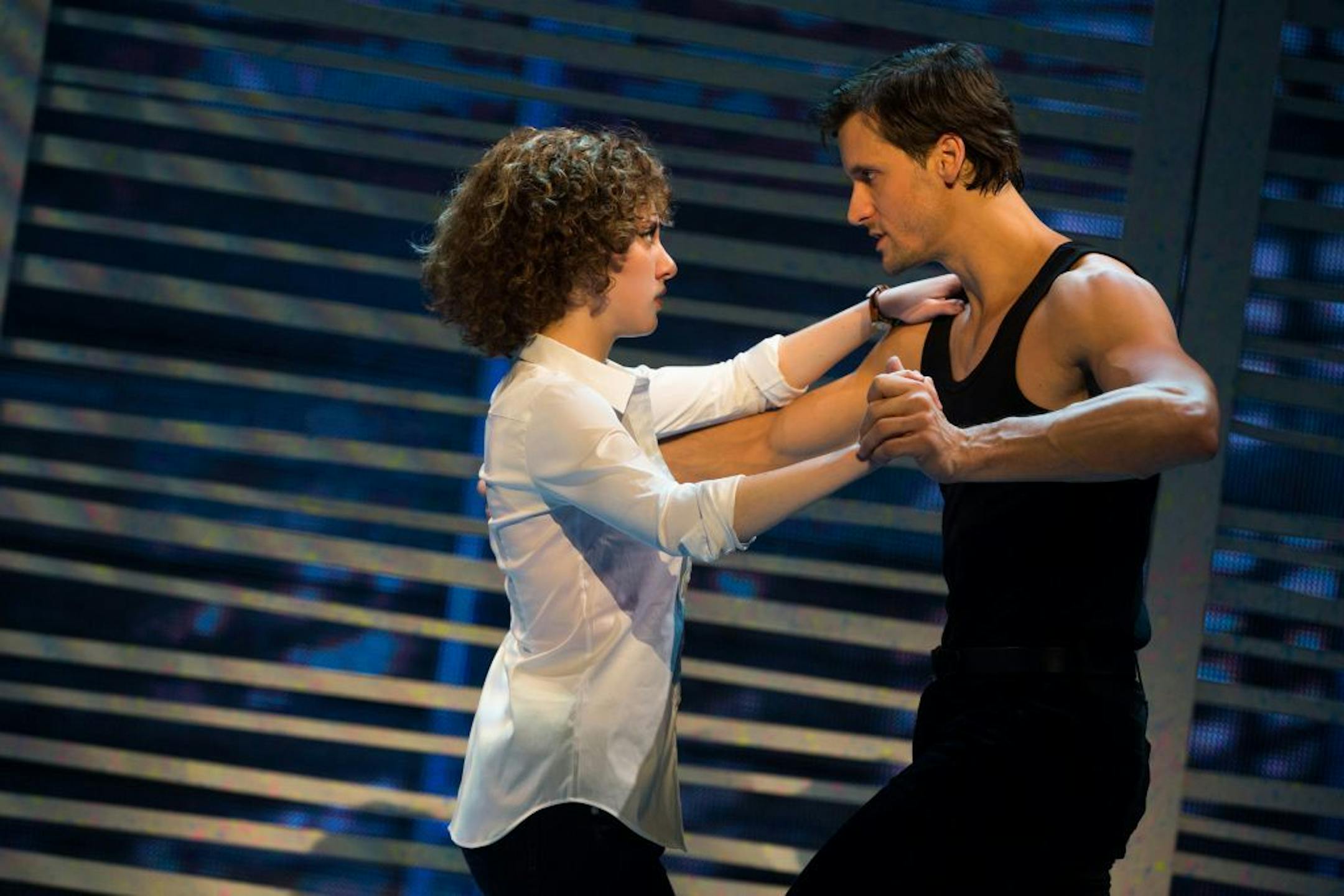 Jillian Mueller (Baby) and Samuel Pergande (Johnny) in the North American tour of DIRTY DANCING. Photo credit: Photo by Matthew Murphy