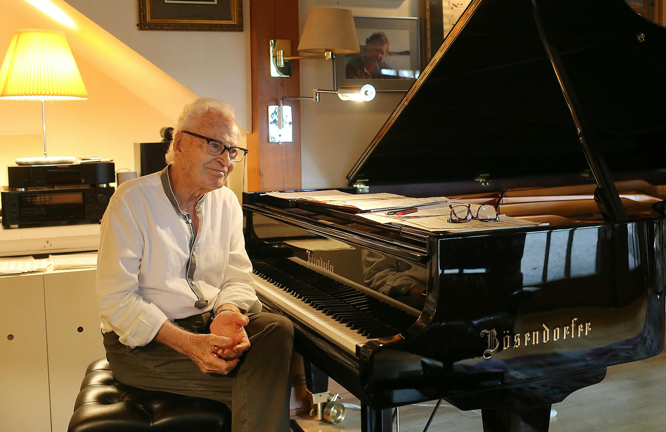 Herb Pilhofer is a historic figure in Minnesota music for his early work at the Guthrie and for founding the first state of the art studio, Sound 80, where Dylan, Prince and others recorded. Here, Pilhofer was photographed at his piano at his home where he is preparing for an upcoming comeback as a jazz pianist with a gig at Crooners and seen Thursday, May 9, 2019, in Inver Grove Heights, MN.] DAVID JOLES •david.joles@startribune.com Herb Pilhofer, historic figure in MN music for his earl