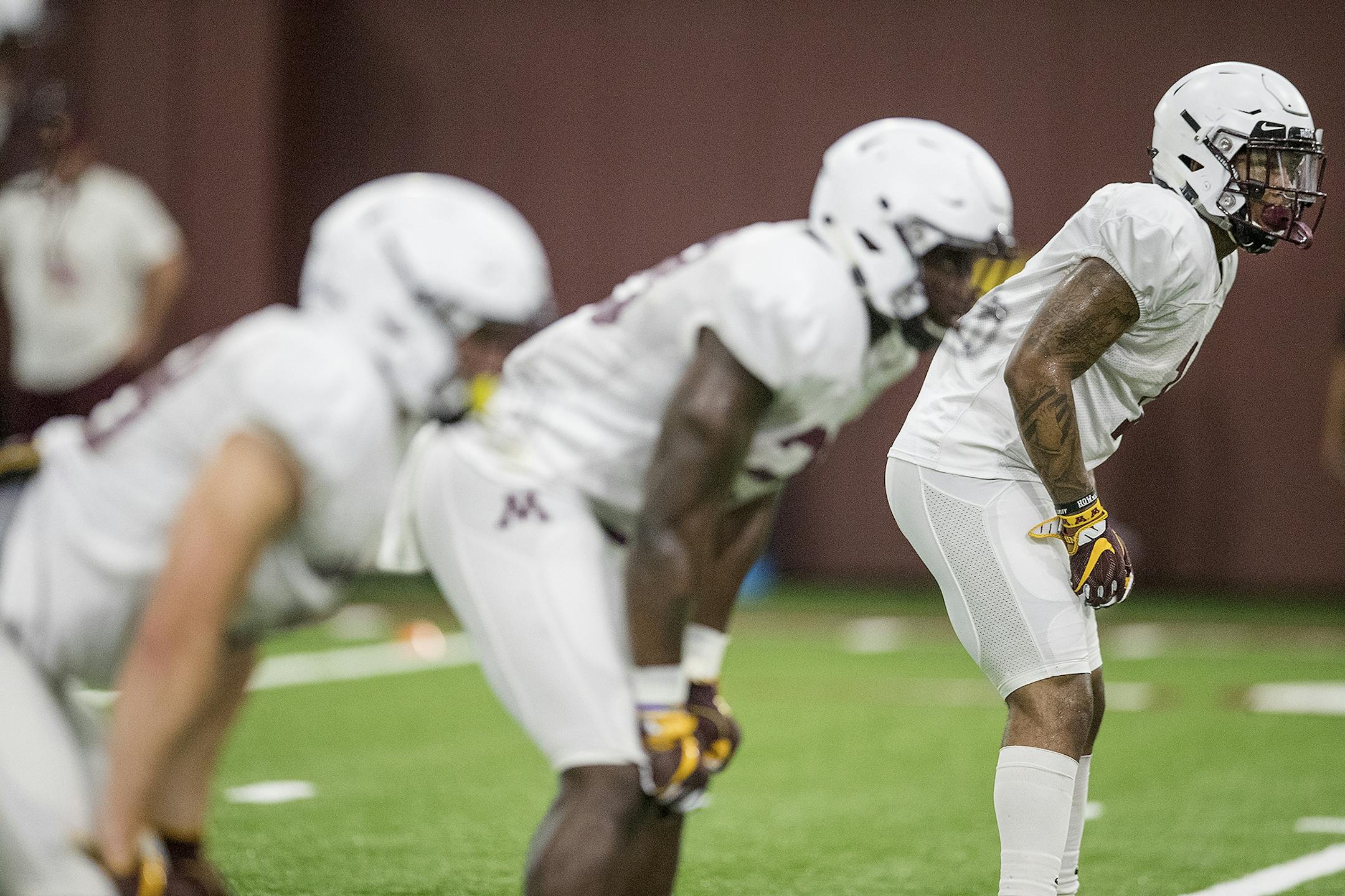 Minnesota's running back Rodney Smith took to the field for the first practice that was open to the public at the Athletes Village at the University of Minnesota in Minneapolis, MN.
