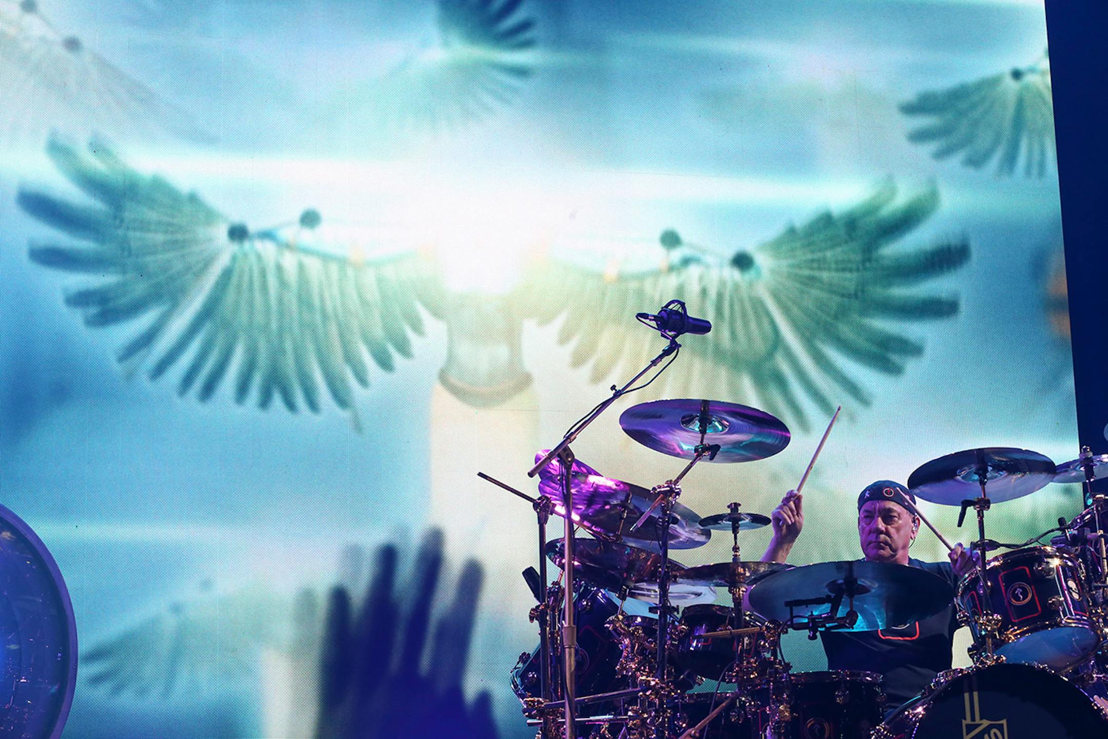 Rush drummer Neil Peart early in the band's first set Tuesday night. ] JEFF WHEELER ï jeff.wheeler@startribune.com Canadian rock gods Rush performed at Xcel Energy Center in St. Paul, Tuesday night, May 12, 2015.