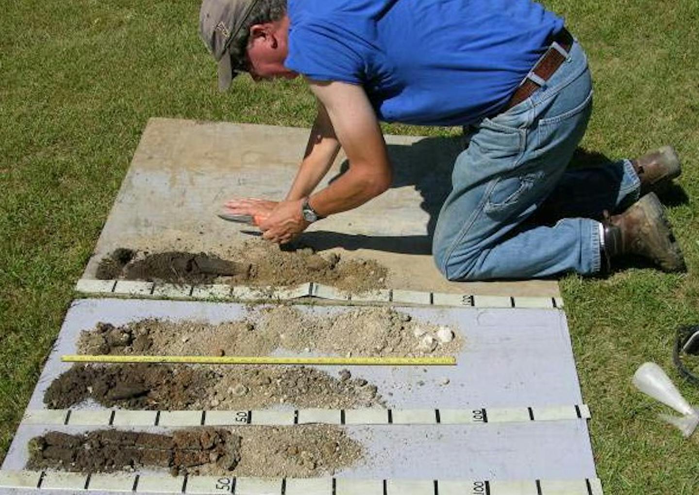 A "geomorphologist" hired by Hennepin County took samples of soil in 2010 from the burial site, looking for bones, artifacts or other archaeological remains. He found none.