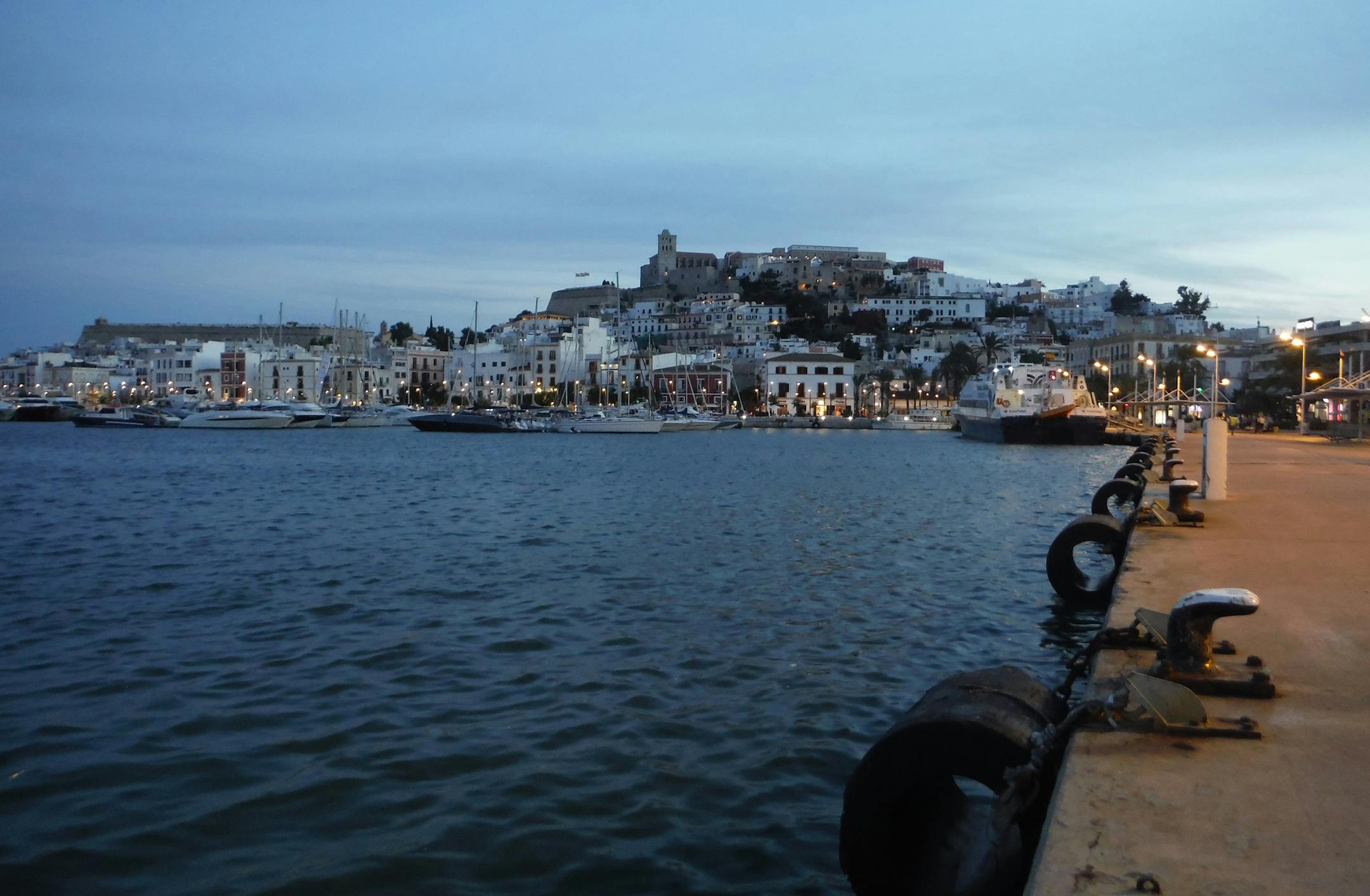 Ibiza City's Old Town, including the hilltop Dalt Vila, at dusk. (Josh Noel/Chicago Tribune/TNS)