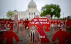 An art installation from Artists C3 was placed in front of the Capitol for Missing and Murdered Indigenous Women and Girls Awareness Day at the Minnes
