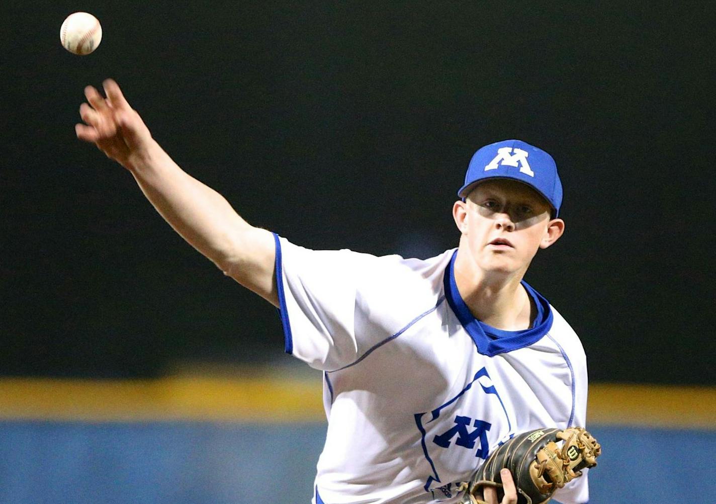 Minnetonka junior pitcher Sam Thoresen delivers a pitch. Thoresen is a Gopher recruit.