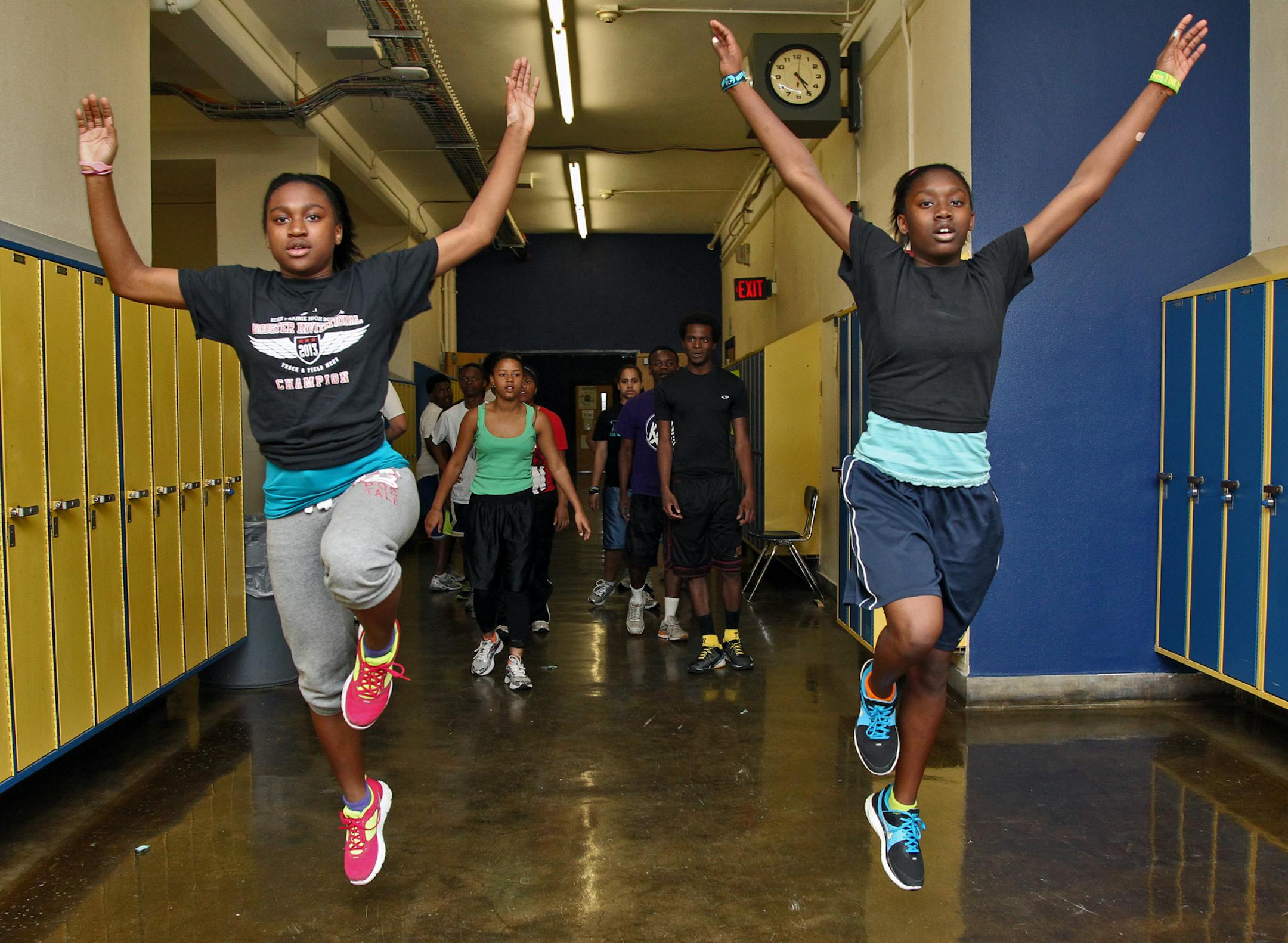 Jia Lewis, left, and Jada Lewis have burst upon the track scene this spring. They attend Ascension Catholic School but compete for Minneapolis Edison High School.