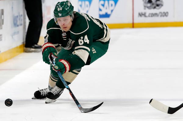Mikael Granlund is one of three injured wingers, leaving the Wild with only eight healthy forwards for practice Tuesday.