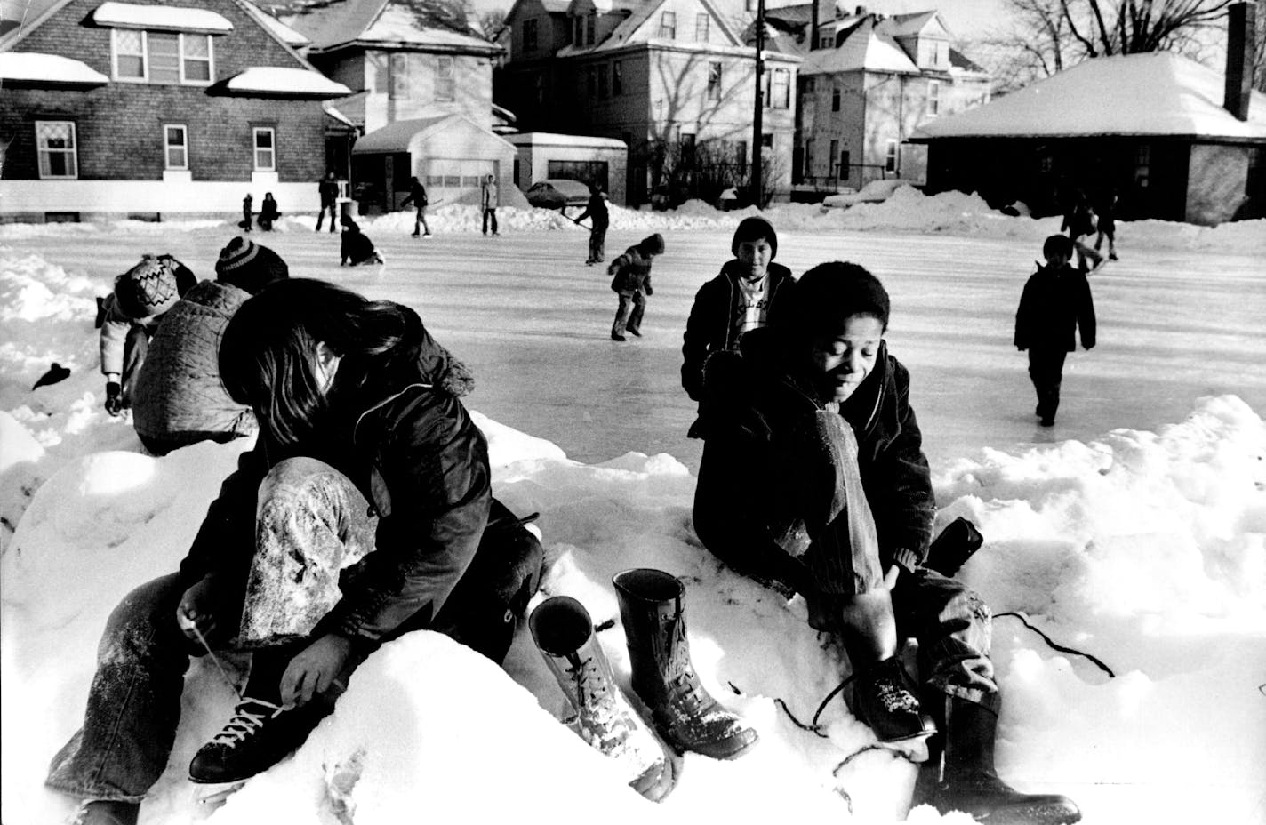 Vacant Lot Becomes a Neighborhood Skating Rink in Minneapolis, 1972