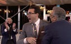 Daniel Levy and his dad, Eugene Levy, celebrated their seven wins for "Schitt's Creek" from a tent party at Eugene's home.