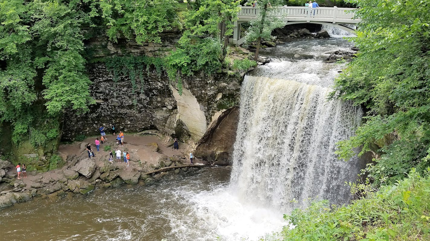 Minneopa Falls, at Minneopa State Park in Mankato, where a 19-year-old man died in a landslide, officials said.