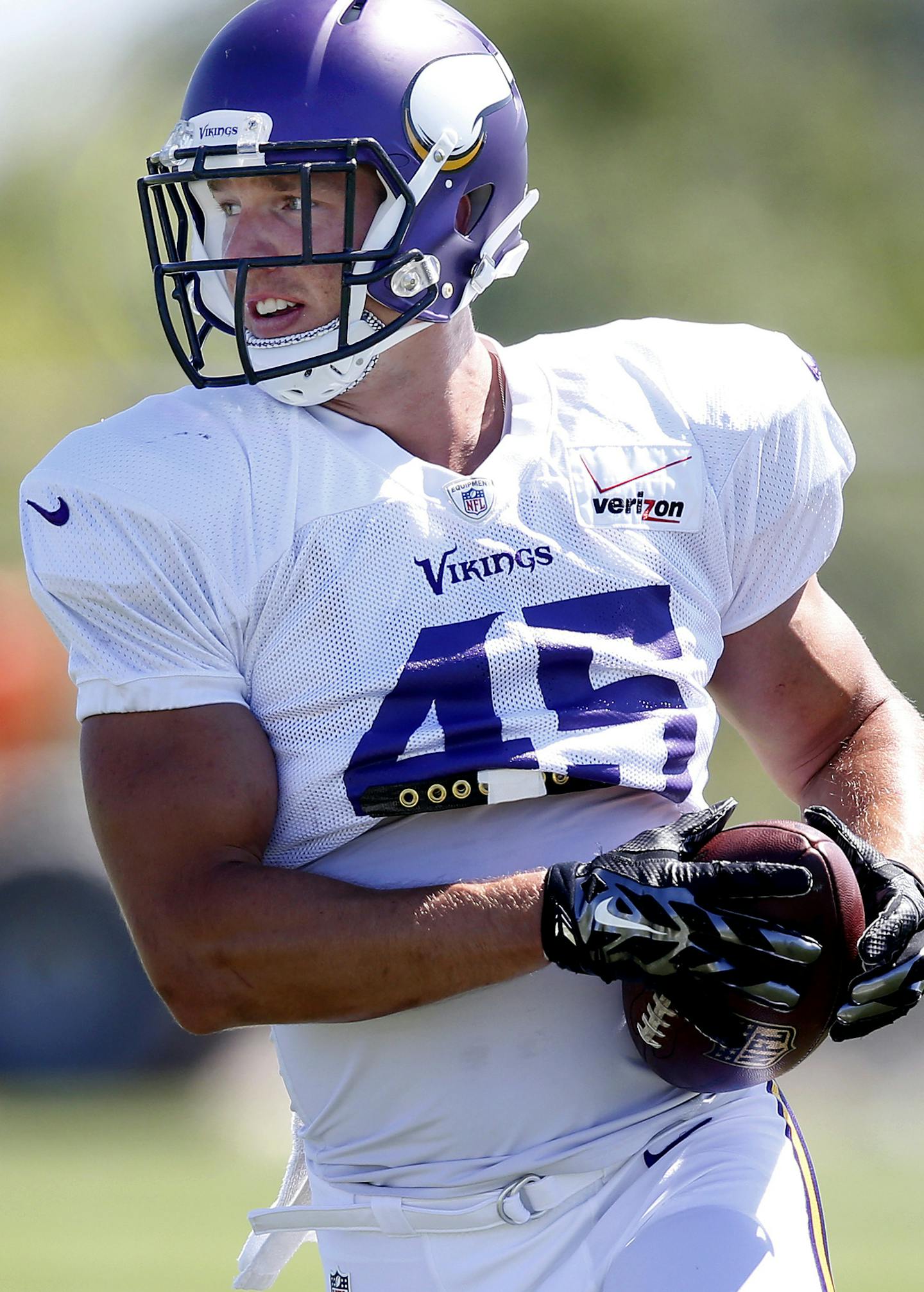 Minnesota Vikings Brian Peters (45). ] CARLOS GONZALEZ cgonzalez@startribune.com - July 31, 2015, Mankato, MN, NFL, Minnesota Vikings Training Camp, Minnesota State University, Mankato,