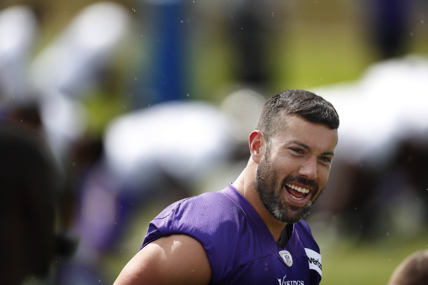 Minnesota Vikings defensive back Andrew Sendejo (34) warmed up during Minnesota Vikings training camp at TCO Performance center Sunday July 29, 2018 in Eagan, MN. ] JERRY HOLT &#xef; jerry.holt@startribune.com