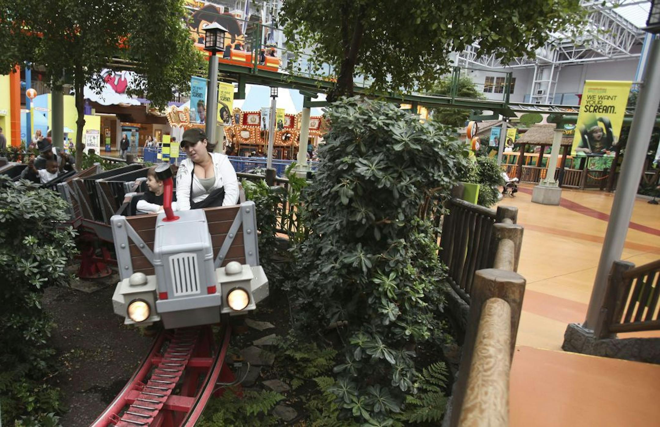 Lisa Bergerson and nephew Aidan Johnson, 4, rode the Back at the Barnyard Hayride at Nickelodeon Universe at the Mall of America in Bloomington.