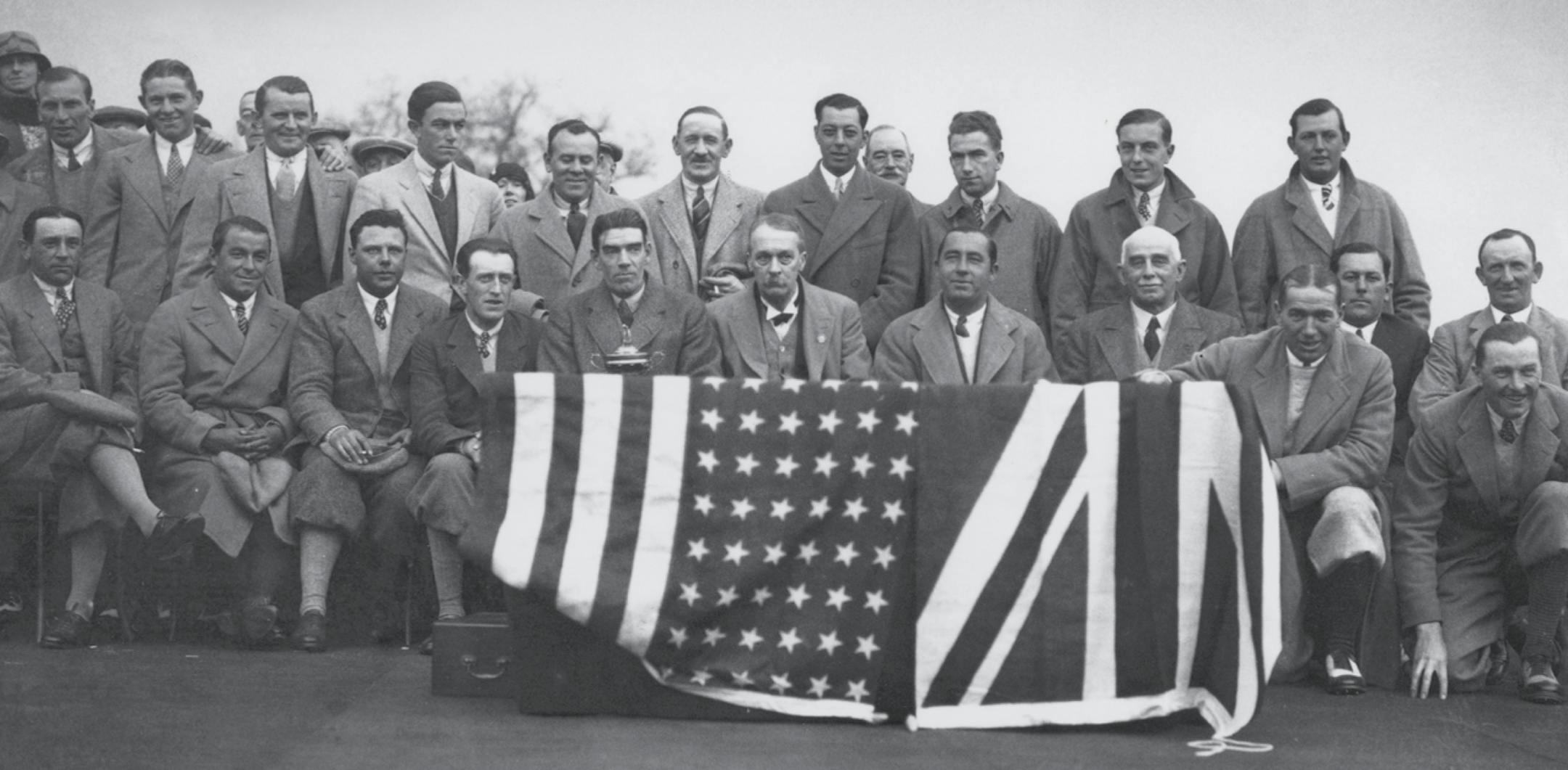 Ryder Cup 1929: The British and American Ryder Cup teams at Moortown Golf Club in West Yorkshire, April 1929. In the front row, sixth from the right, is English entrepreneur Samuel Ryder, founder of the contest. Photos courtesy of the PGA