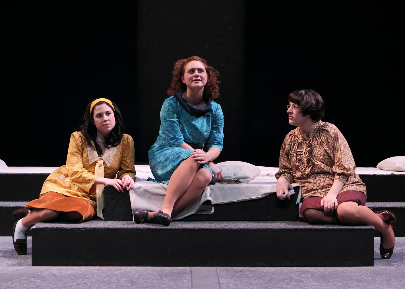 Adelin Phelps, Aeysha Kinnunen and Emily Gunyou Halaas in "Watermelon Hill" at History Theatre. credit: Scott Pakudaitis