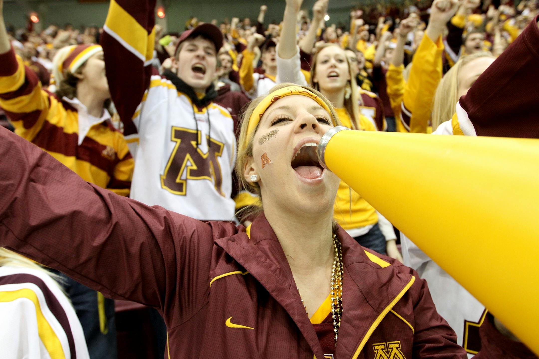Gophers hockey fans during the WCHA playoffs last season
