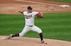 Jose Berrios (17) of the Minnesota Twins started the game and gets the win.