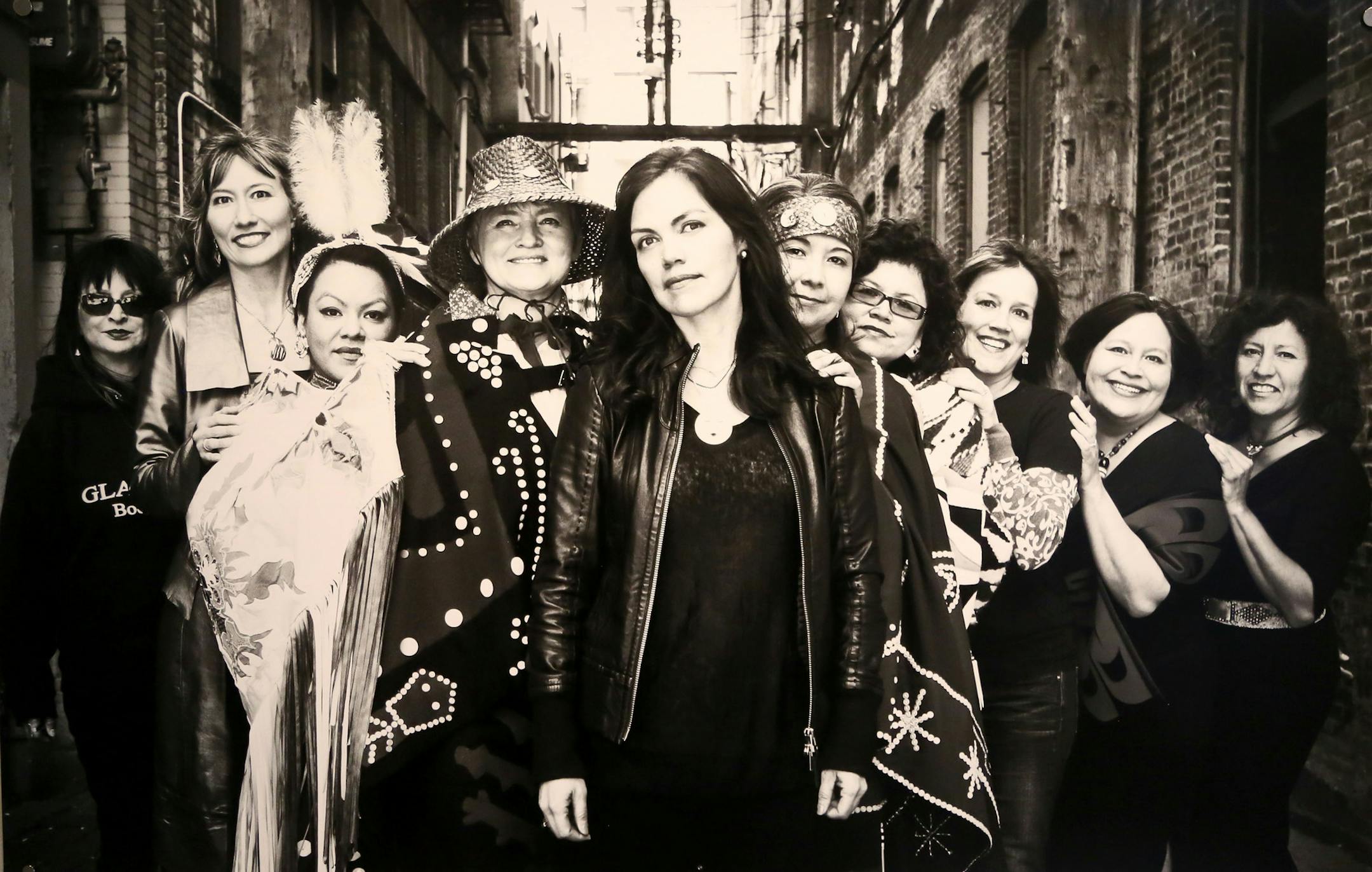 “Ten Indigenous Lawyers,” Nadya Kwandibens’ 2012 black-and-white photo, is a riveting highlight of “The World Through Our Eyes” at All My Relations Gallery.