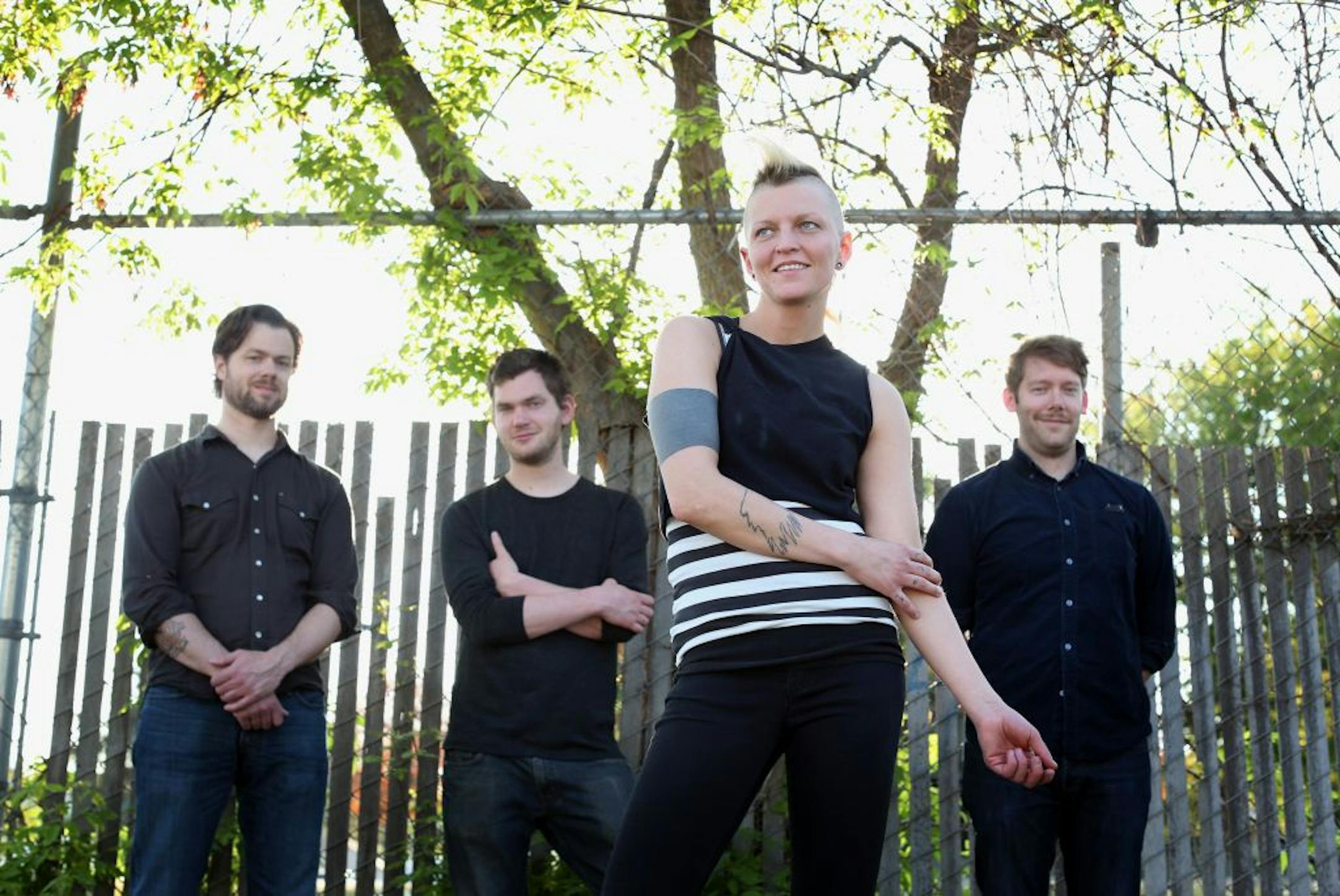 Pennyroyal band members Jake Mohan (drums), William Hoben (bass), Angie Oase (lead vocals and guitar) and Ethan Rutherford (guitar and vocals).