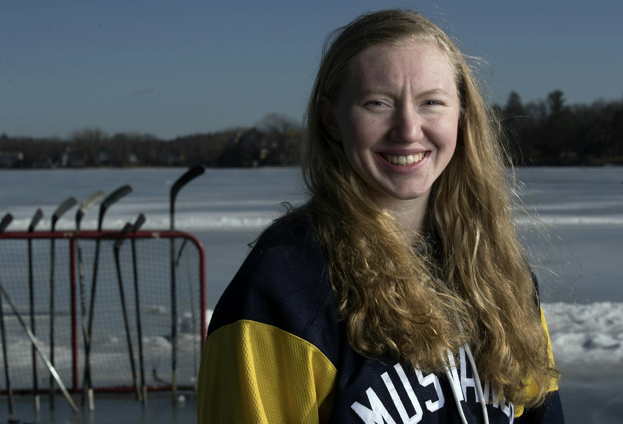 Grace Zumwinkle, Breck (Metro Player of the Year)at Gray's Bay on Lake Minnetonka February 12, 2017 in Minnetonka, MN.] Girls hockey All-Metro team and Metro Player of the Year photo shoot. JERRY HOLT ï jerry.holt@startribune.com