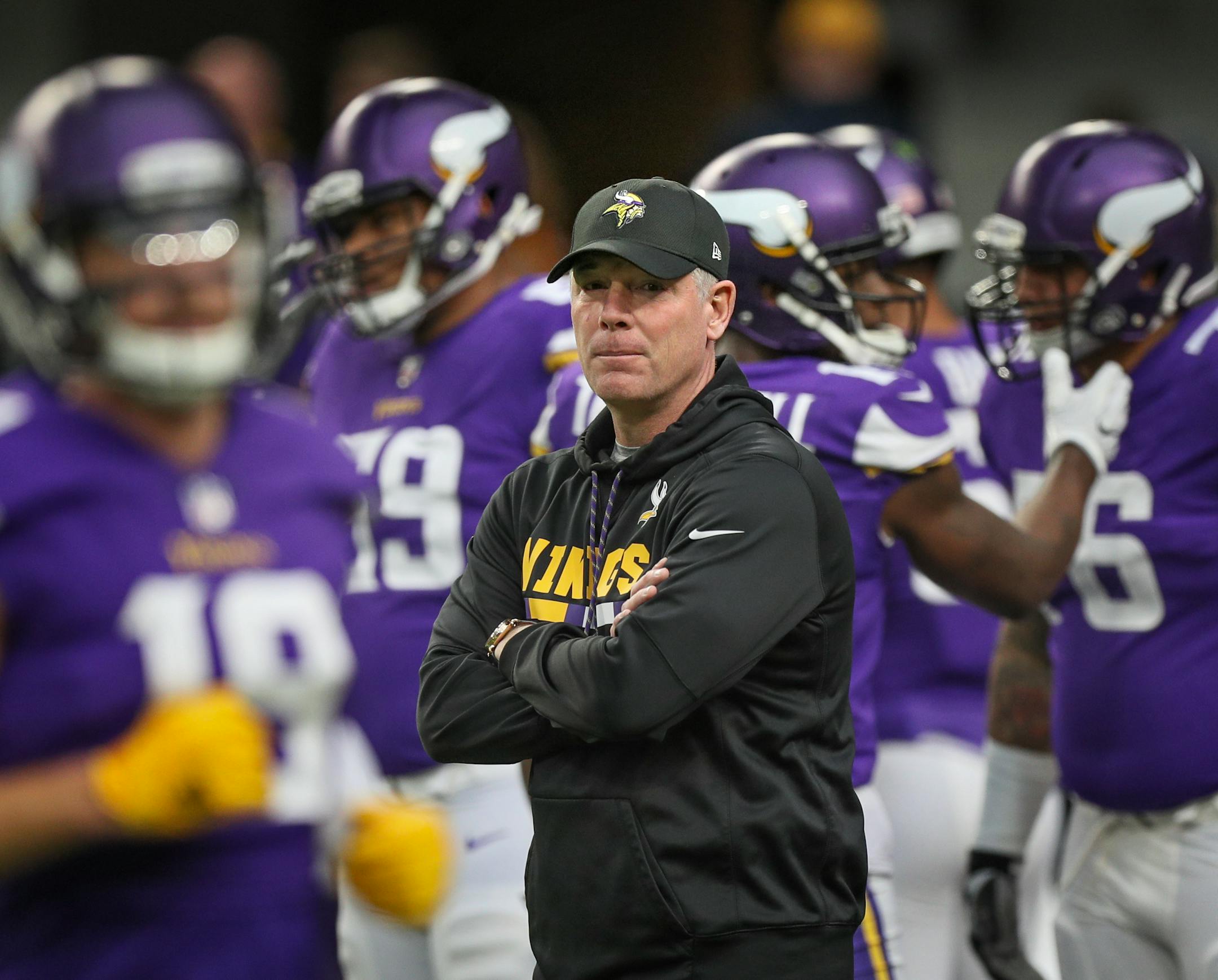 Offensive coordinator Pat Shurmur said he is staying "in the moment" with the Vikings, but NFL teams searching for a new coach already started knocking on doors at Winter Park on Monday.