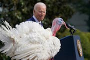 President Joe Biden pardoned the national Thanksgiving turkeys, Liberty and Bell, during a pardoning ceremony Monday on the South Lawn of the White Ho