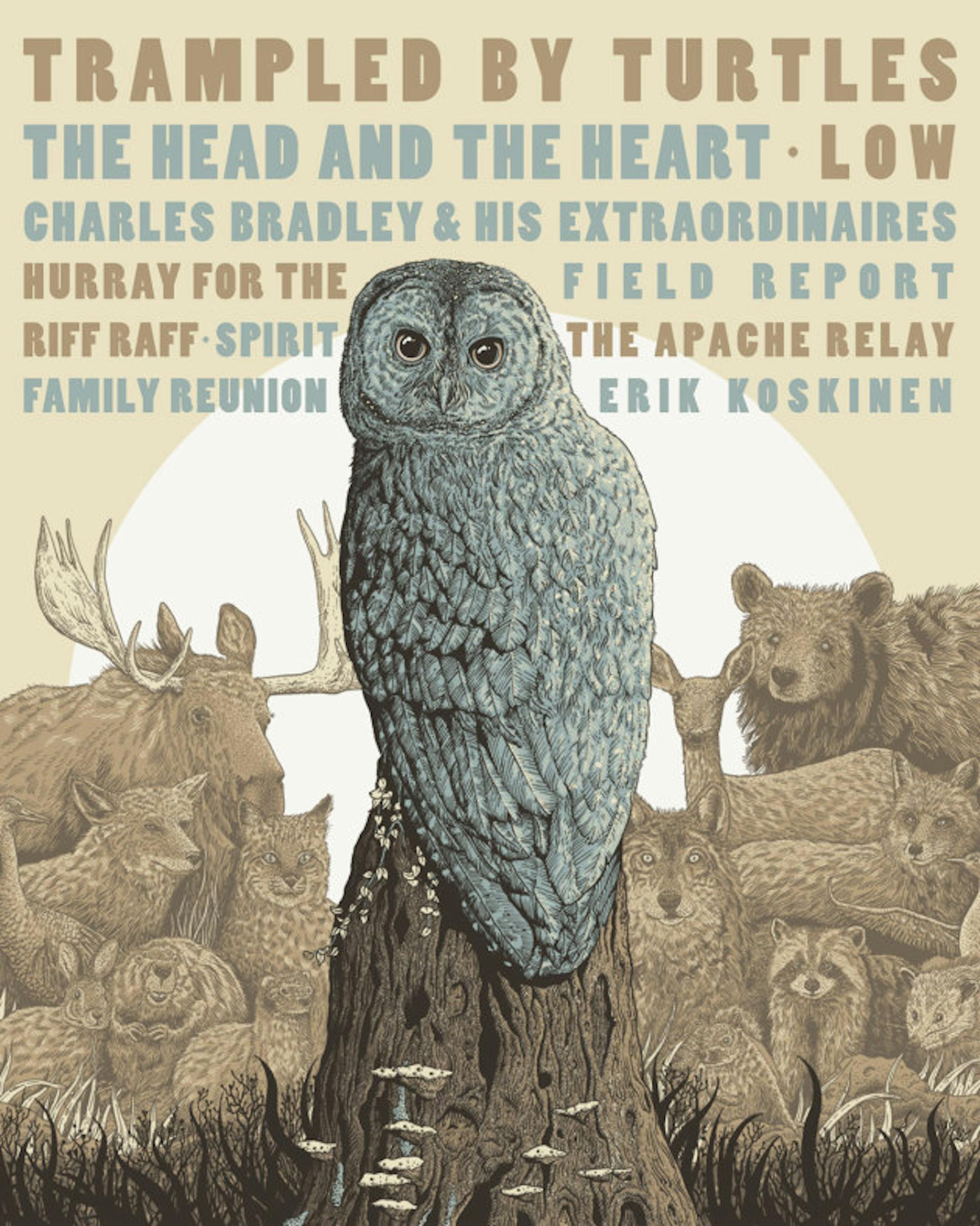 Members of Trampled by Turtles before they took the stage at the Forecastle Festival in Louisville, Ky., in July. / Jeff Wheeler, Star Tribune