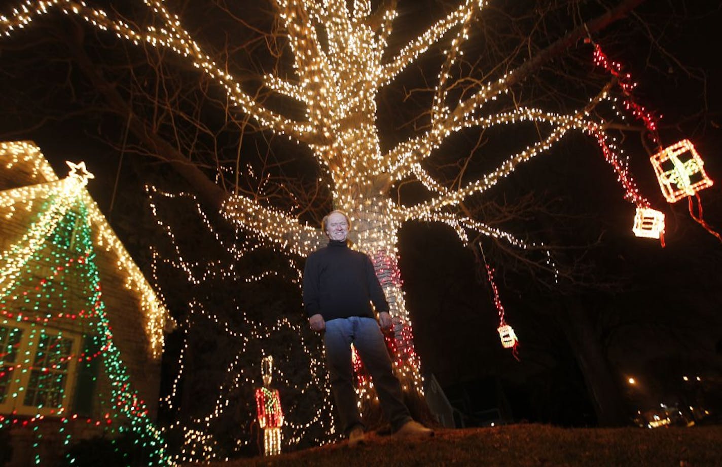 Dave Maetzold has been putting up scads of lights at his Edina home for nearly 30 years, never deterred by things like open heart surgery or being injured in a fall.