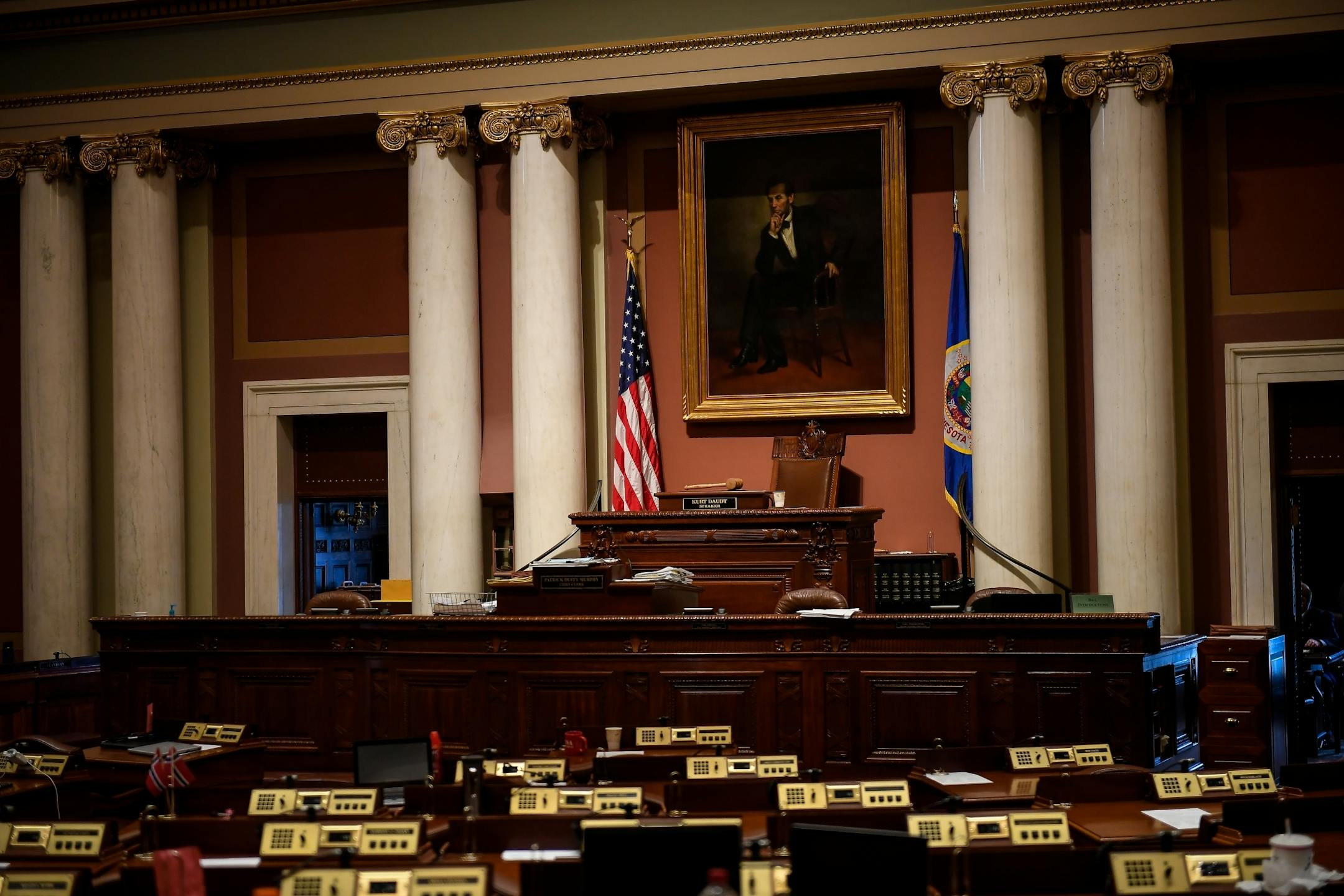 The house chamber was mostly quiet during a recess in the special session Tuesday evening.