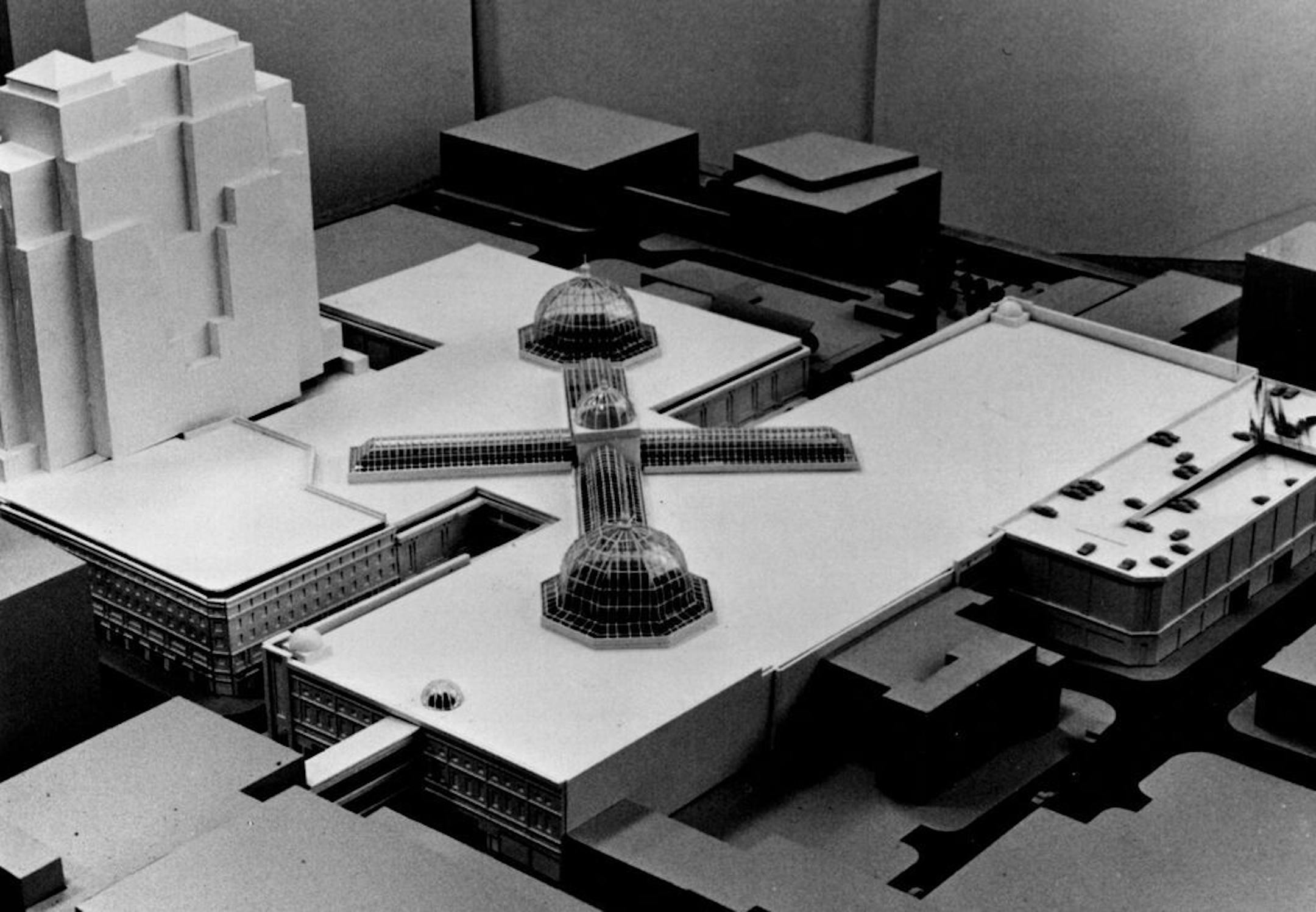 March 8, 1988 LSGI unveiled this model of the retail project proposed for 3 1/2 blocks along Nicollet Mall in Minneapolis.