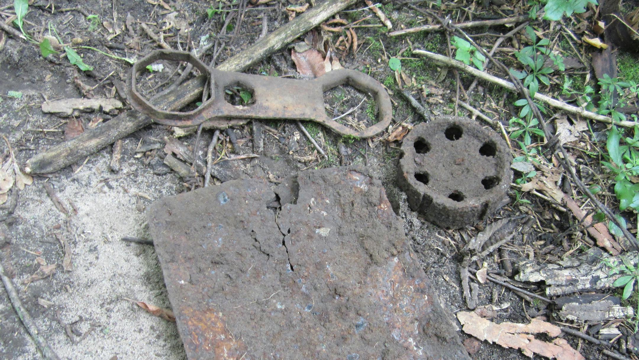 Several items that Richard Lauhead found buried near a homestead built in 1868.