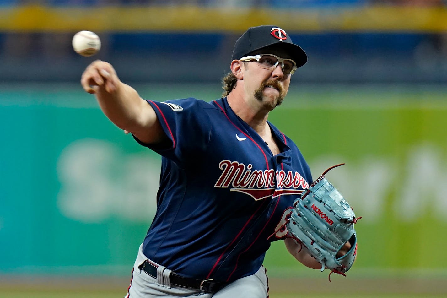 Twins pitcher Randy Dobnak delivers a pitch to the Tampa Bay Rays during the first inning