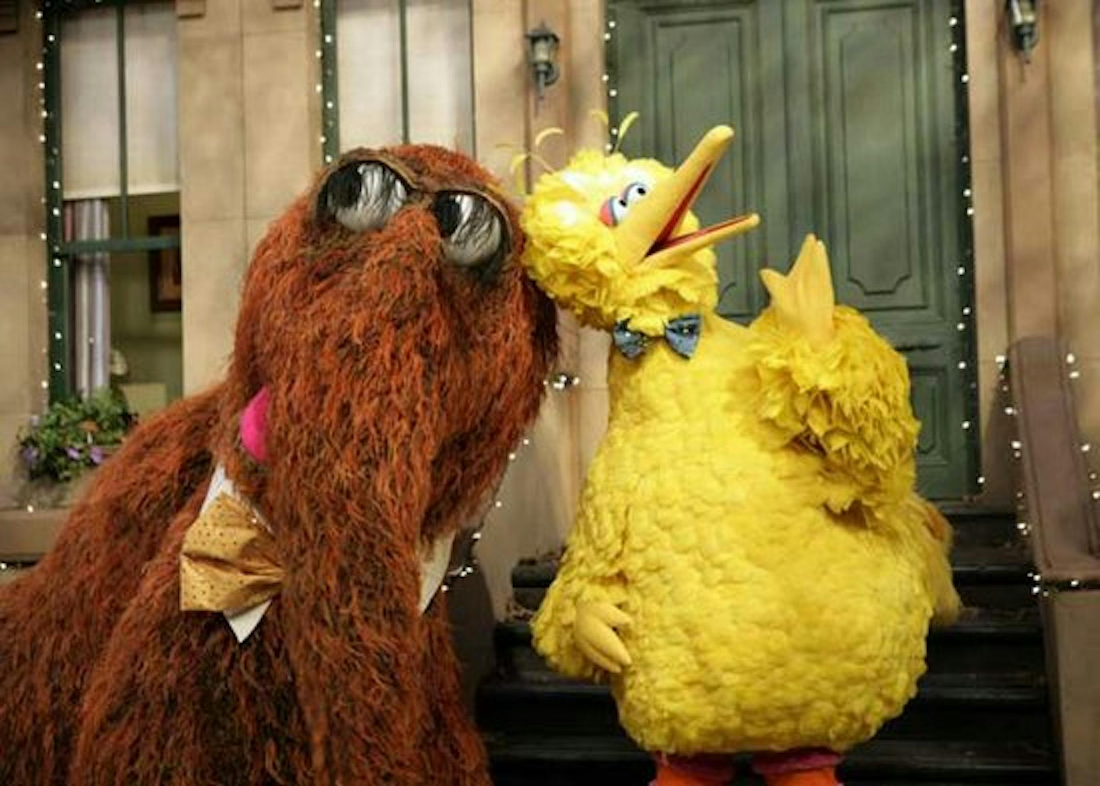 Snuffleupagus and Big Bird of "Sesame Street."