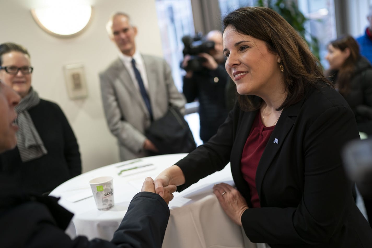 Joan Gabel, sole finalist for University of Minnesota president, met with faculty, students and the public at a meet and greet before a public question and answer session at Coffman Theatre on the University of Minnesota campus in Minneapolis, Minn. on December 11, 2018.