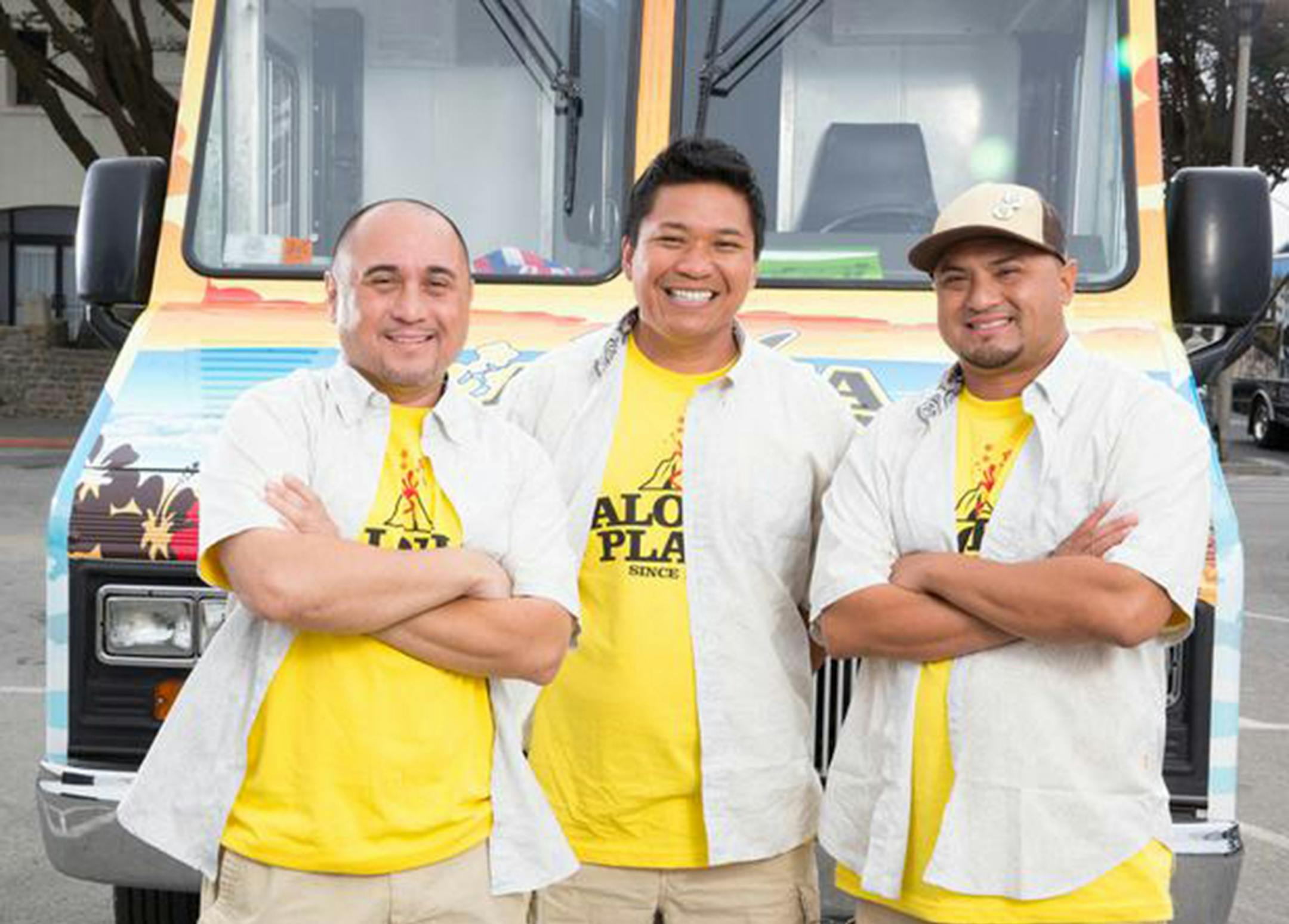Team Aloha Plate's Adam Tabura, Lanai Tabura and Shawn Felipe as seen on Food Network's The Great Food Truck Race, Season 4.