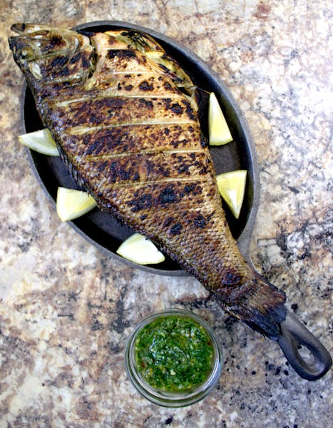 Grilled Bass with Orange Chimichurri