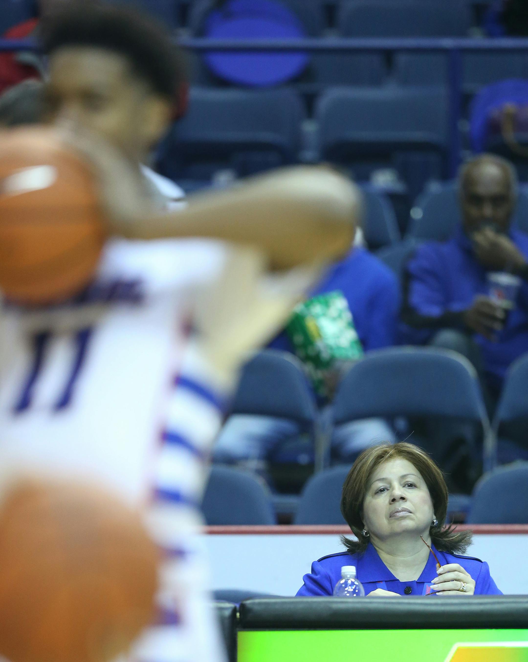 DePaul University athletic director Jean Lenti Ponsetto attends a game against Chicago State University at Allstate Arena Saturday, Dec. 5, 2015, in Rosemont. (John J. Kim/Chicago Tribune) ORG XMIT: 2446439