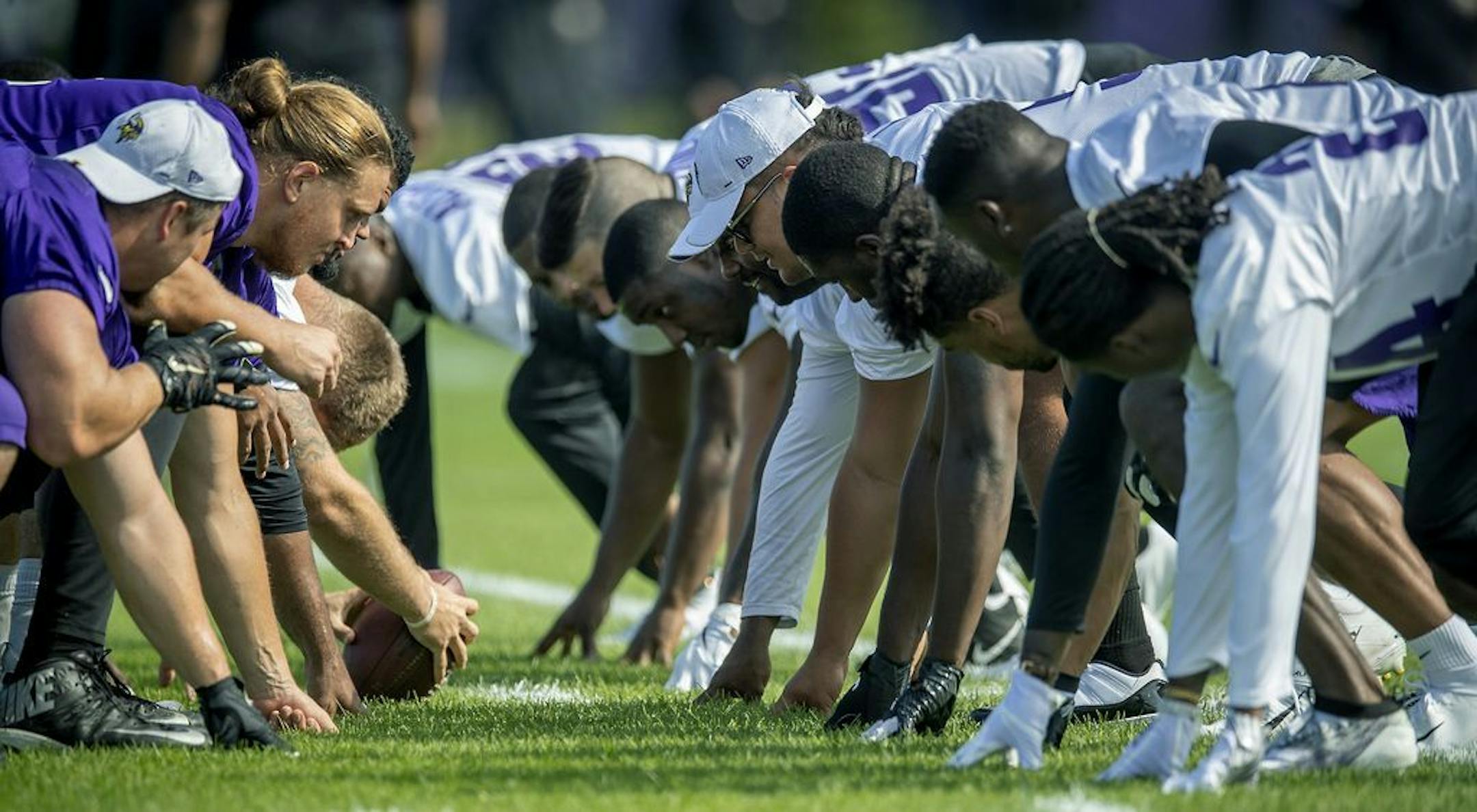 Minnesota Vikings players took to the field for a walk thru during the first full day of practice at Vikings training camp at the TCO Performance Center, Friday, July 26, 2019 in Eagan, MN.
