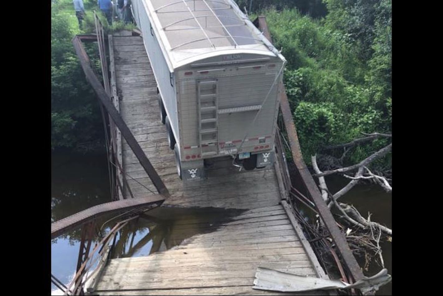 This truck was heavier than a bridge over the Goose River in Grand Forks County could handle.