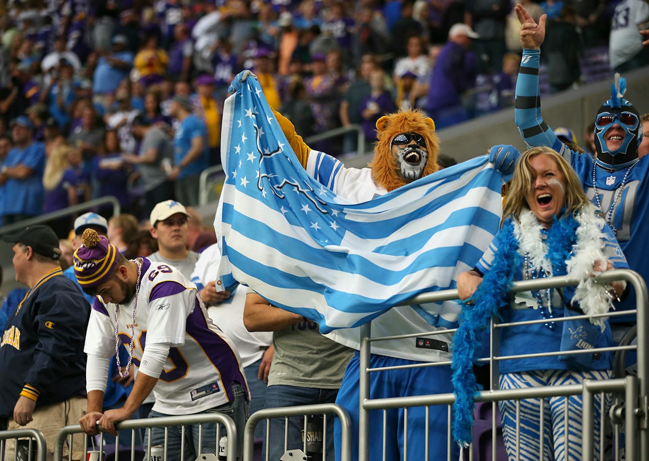 Lions fans were happy after Detroit recovered a Vikings fumble with under two minutes left in the game, sealing their 14-7 win.