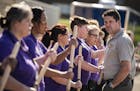 Dep. Mike Servatka, right, the Platoon Sergeant over the Ramsey County Sheriff's Office's Mobile Field Force, trains the Women's Academy participants,