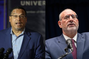 Minnesota Attorney General Keith Ellison, left, and U.S. Attorney Andrew Luger